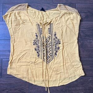 Embroidered Yellow Women's Top